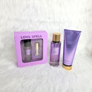 Victoria's Secret Love Spell Body Mist & Lip Gloss Gift Set Bundle.